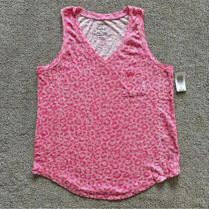 Torrid Pink Leopard Pocket Heritage‎ Slub V-Neck Tank Top Large